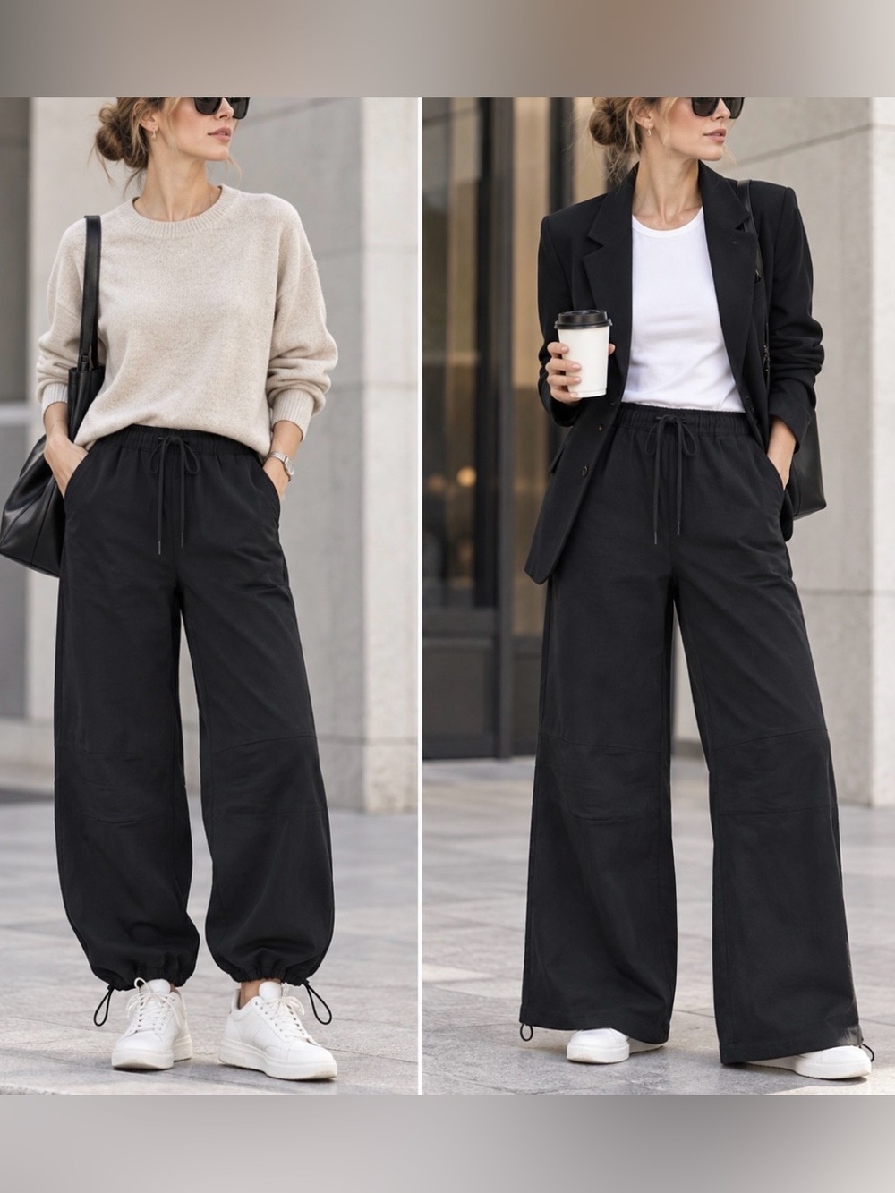 Lange Blue Wide-Leg Drawstring Trousers